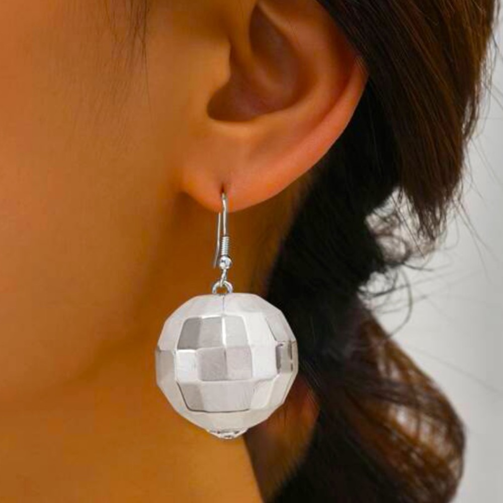 Silver Disco Ball Earrings